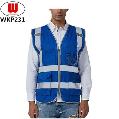 High quality reflective sefety vest blue