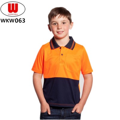 Two tones children short sleeve polo shirt