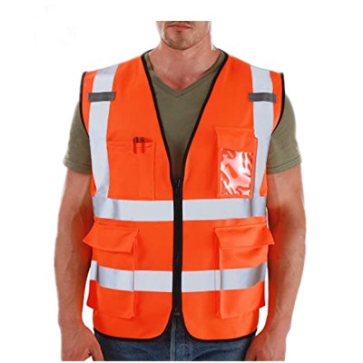 High visibility security construction work vest