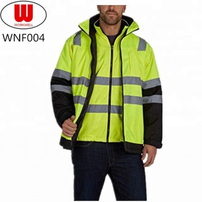 High visibility 4 in 1 safety bomber jacket