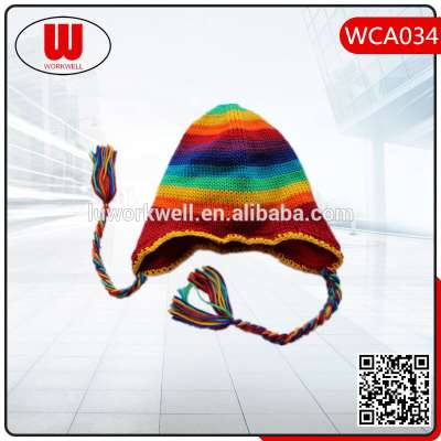 High quality pom pom cheap custom winter rainbow color hats