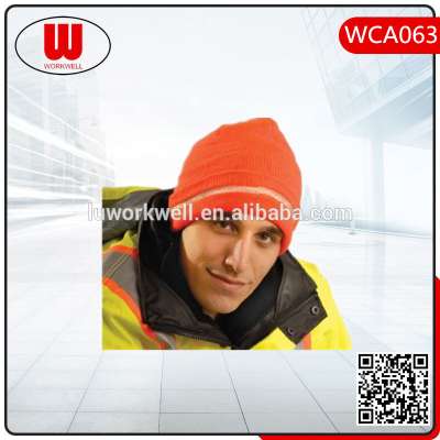 High quality hi vis reflective knitted orange beanie