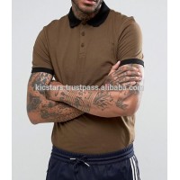 Men Short Sleeve Button Down Collar 2 Tone Slim Fit Polo Shirt/Contrast color Polo Shirt